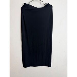 SHEIN Black Ribbed Knit Midi Skirt Side Slit Bodycon Pencil Skirt Size Large